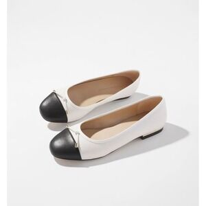 NEW! White House Black Market Women's Ballet Flats Ecru/Black Size 9.5M $110